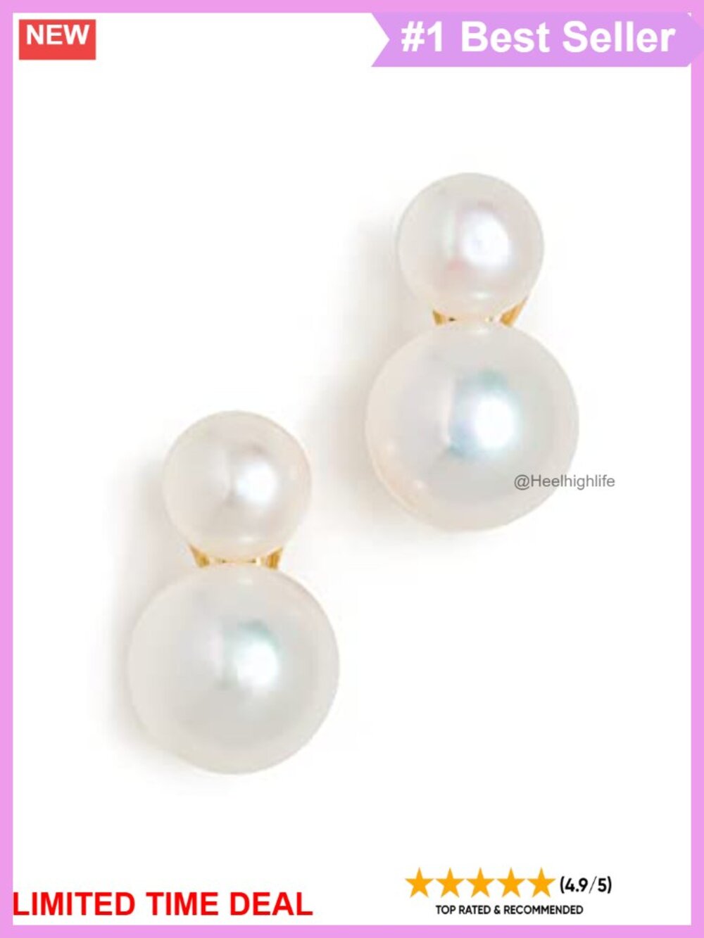 Pearl Drop Dangle Earrings Gold Plated Hinged Post